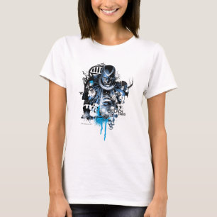 T-shirt Main noire - collage bleu