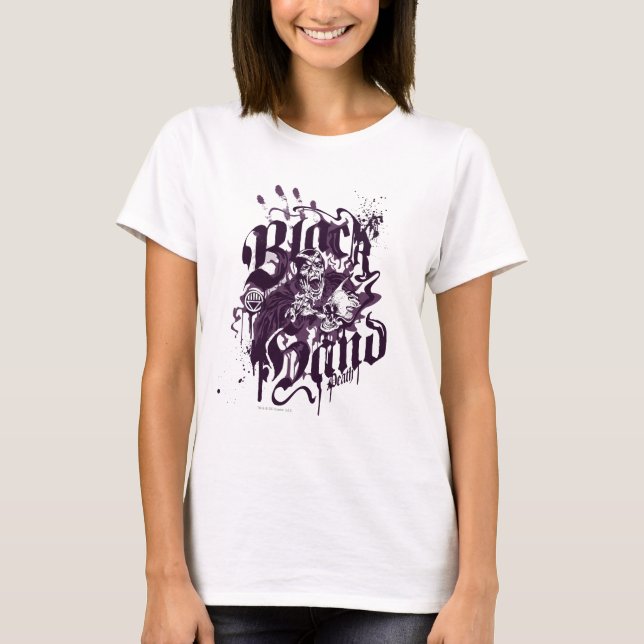 T-shirt Main noire - Collage violet (Devant)