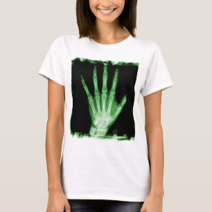 T-shirt Main verte de squelette de rayon X