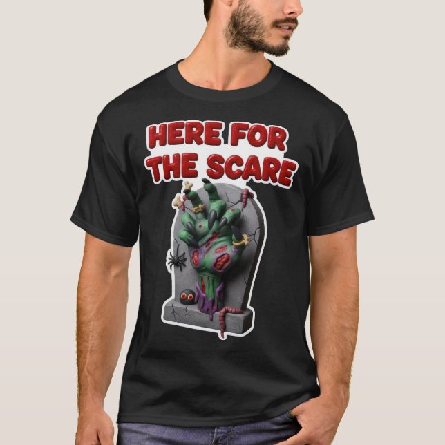 T-shirt Main verte de zombie issue d'une pierre tombale (Devant)