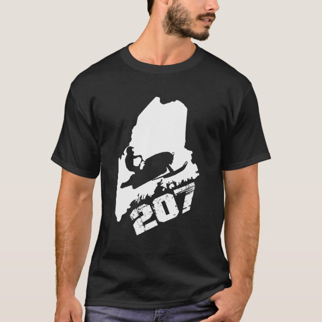 T-shirt Maine 207 State Snowmobile (Devant)
