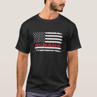 T-shirt Maine American Drapeau Sebago USA Patriotique Souv