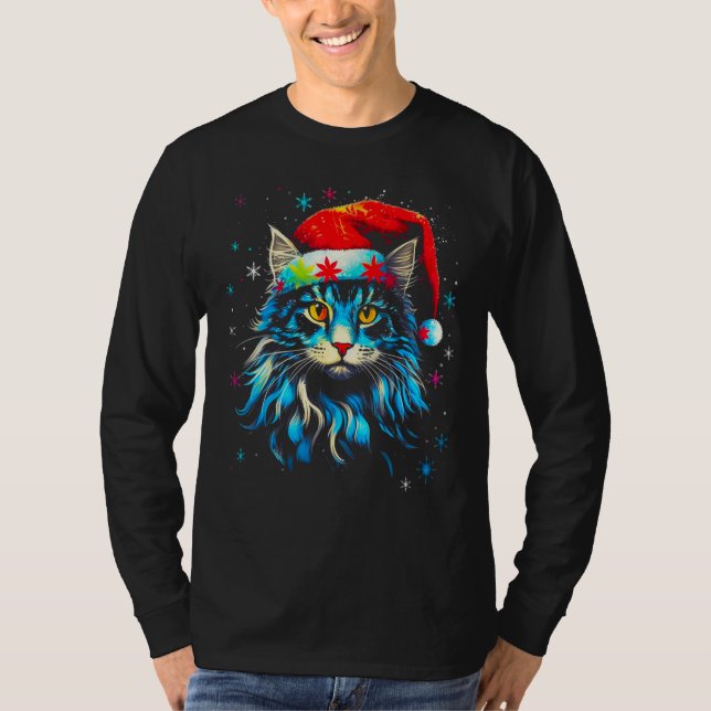 T-shirt Maine Coon Cat Christmas (Devant)