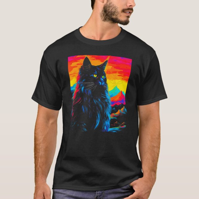 T-shirt Maine Coon Cat Design (Devant)