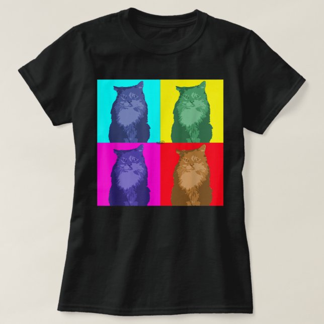 T-shirt Maine Coon Cat Pop Art (Design devant)