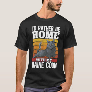 T-shirt Maine Coon Cat Retro Je préfère être à la maison a