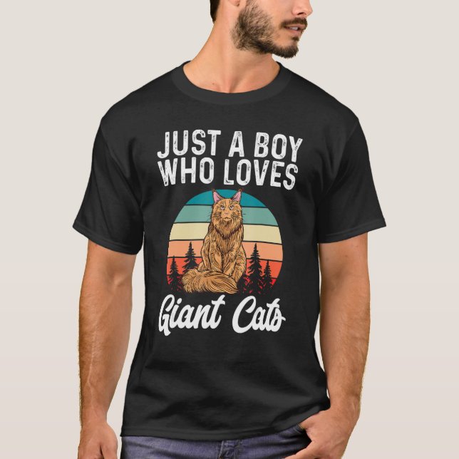 T-shirt Maine Coon Cat Retro Juste Un Garçon Qui Aime Le C (Devant)
