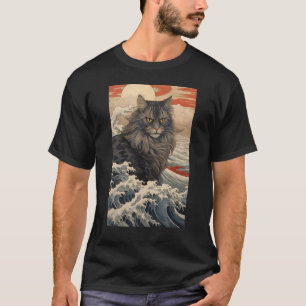 T-shirt Maine Coon Chat esthétique Japonaise Ukiyo e 2