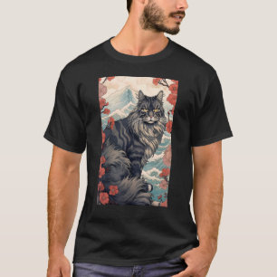T-shirt Maine Coon Chat esthétique japonaise Ukiyo e 5