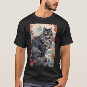 T-shirt Maine Coon Chat esthétique japonaise Ukiyo e 5