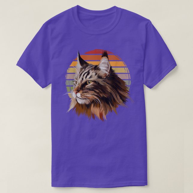 T-shirt Maine Coon Chat Vintage Retro  (Design devant)