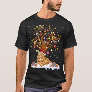 T-shirt Maine Coon Chat Xmas Éclairage Père Noël Maine Coo