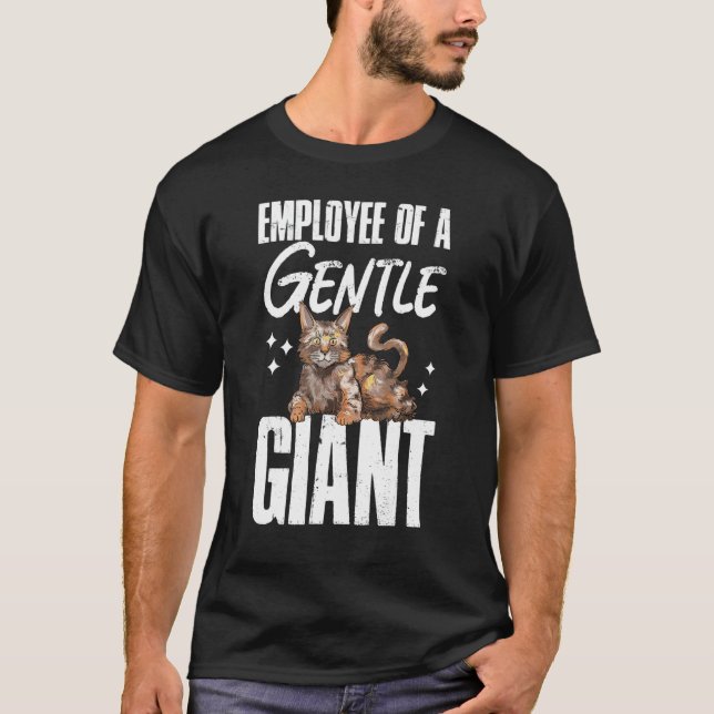T-shirt Maine Coon Employé De Chat D'Un Géant Géant Doux (Devant)