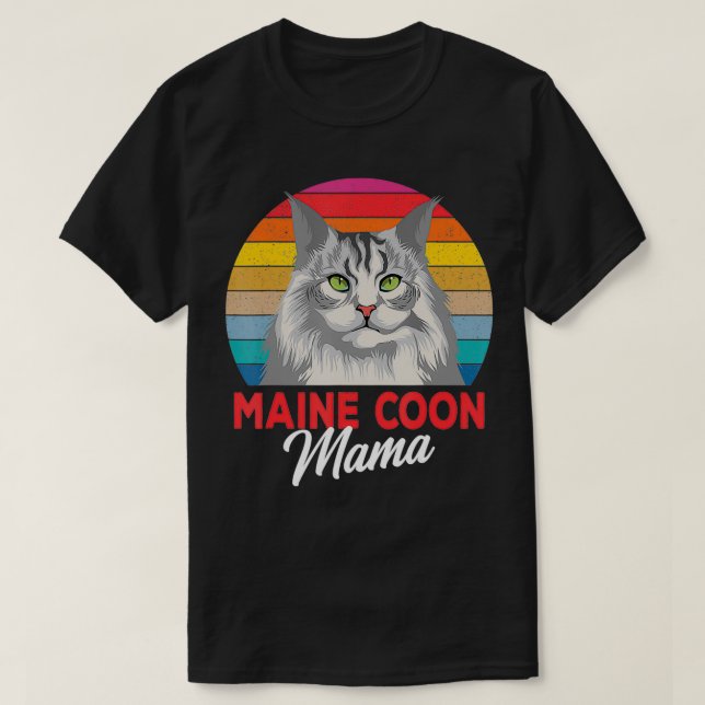 T-shirt Maine Coon Mama Funny Chat Propriétaire Amateurs C (Design devant)