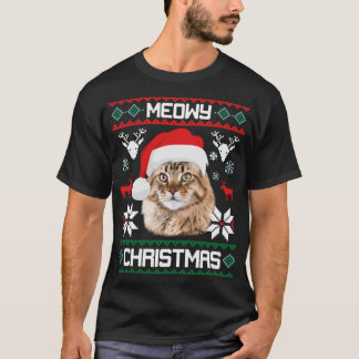 T-shirt Maine Coon Meowy Christmas Ugly Sweater Cat Gift L