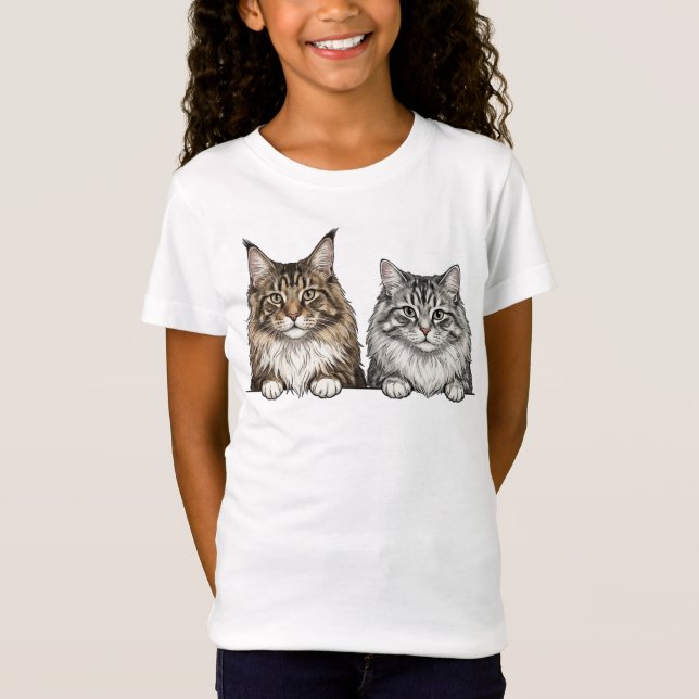 T-Shirt Maine Coon & Silver Tabby for cat mom's  (Devant)
