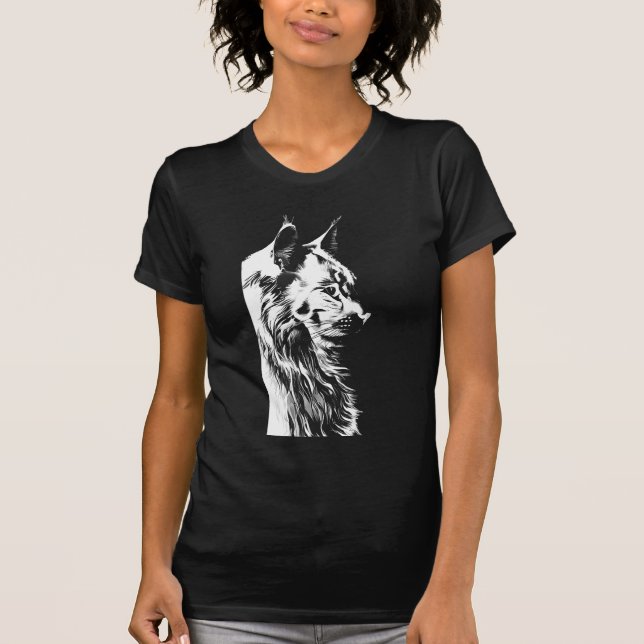 T-shirt Maine Coon Women's Slim Fit Black B+C Tee (Devant)