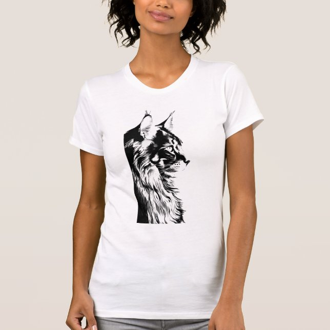 T-shirt Maine Coon Women's Slim Fit White B+C Tee (Devant)
