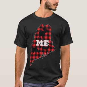 T-shirt Maine ME État Rouge Plaid Remplissage Moose Chasse