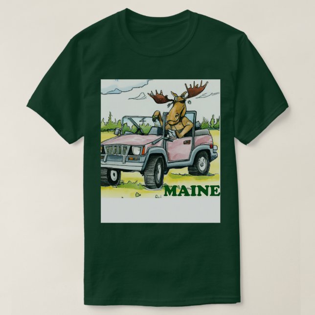 T-shirt Maine Moose Driving aTShirt (Design devant)