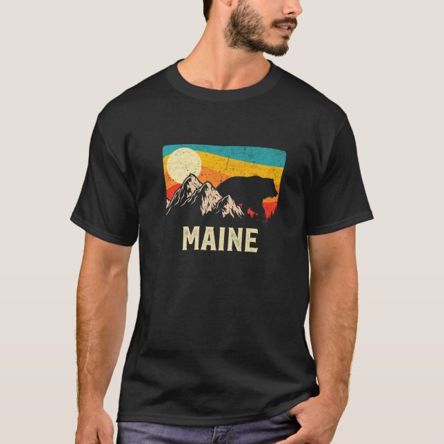 T-shirt Maine Nature Ours sauvage Randonnée de coucher de  (Devant)