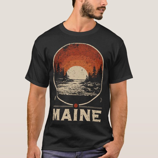 T-shirt Maine Paysage japonais Red Sun Travel Art (Devant)