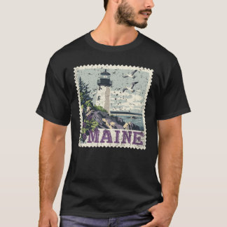 T-shirt Maine Stamp State Distressed Vintage United States