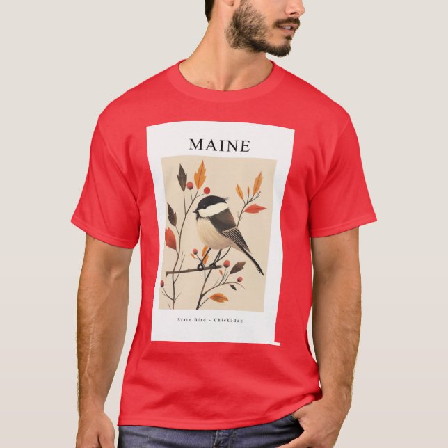 T-shirt MAINE State Bird Chickadee (Devant)