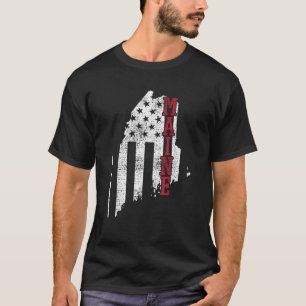 T-shirt Maine Vintage Retro USA Drapeau Amérique Merica 4e