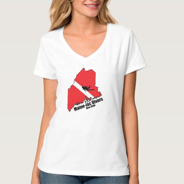 T-shirt Maineiac Divers Silhuette Logo Femme V Cou (Devant)