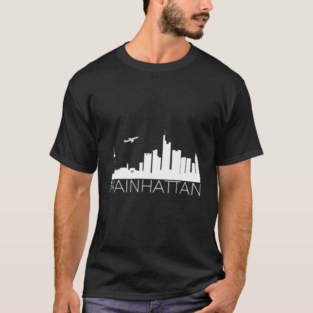 T-shirt Mainhattan Frankfurt Skyline Humour amusant (Devant)