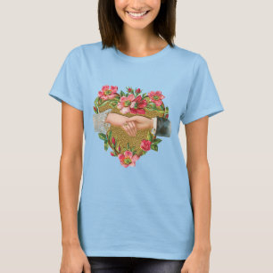 T-shirt Mains aux fleurs, Vintage Saint Valentin victorien