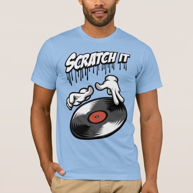 T-shirt Mains cartoon et disque hip hop (Devant)