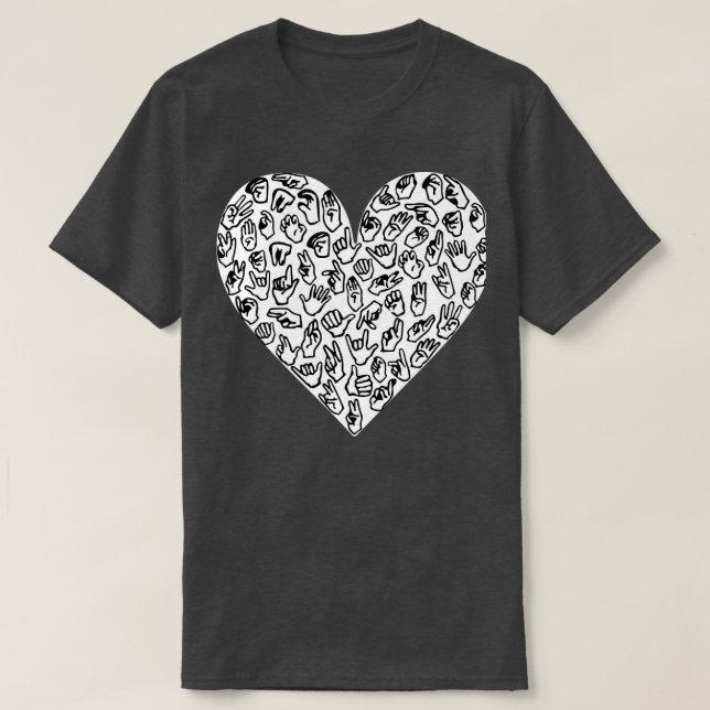 T-shirt Mains de coeur ASL (Design devant)