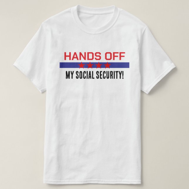 T-shirt Mains de ma sécurité sociale Rouge Blanc Bleu (Design devant)