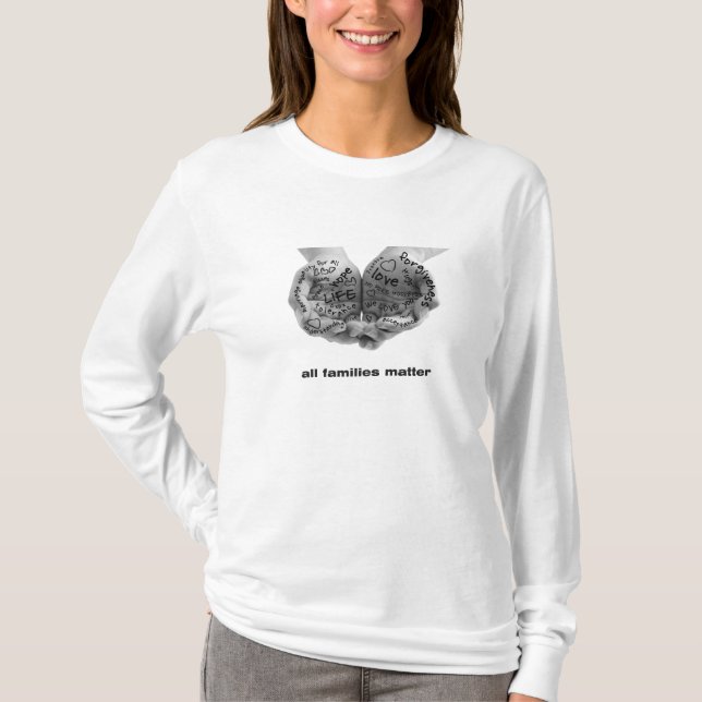 T-shirt Mains de pièce en t de la long-douille des femmes (Devant)