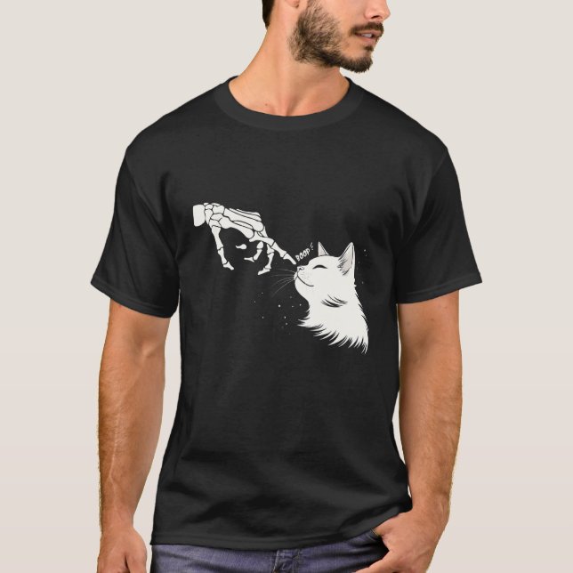 T-shirt Mains de squelette Boop un chat heureux (Devant)
