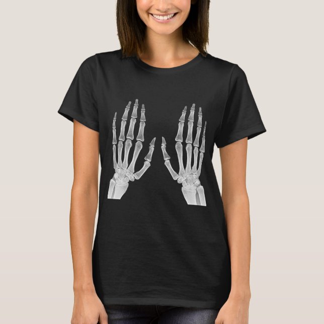 T-shirt Mains de squelette image radiographique photo d'an (Devant)