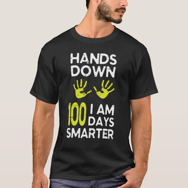T-shirt Mains En Bas Je Suis 100 Jours Stu Enseignant Heur (Devant)
