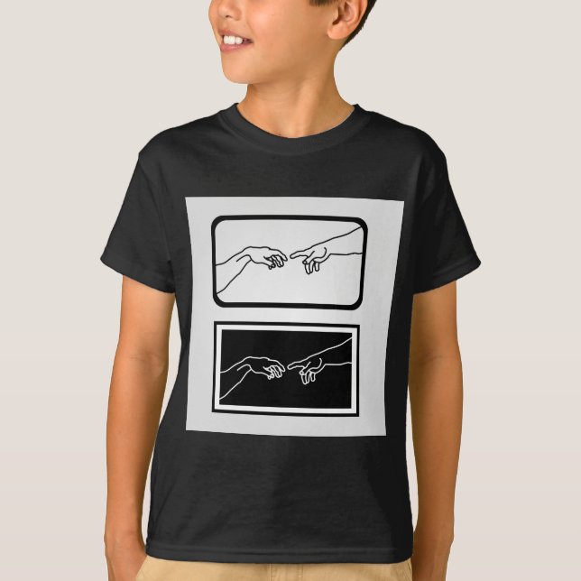 T-shirt Mains montrant la création d'Adam (Devant)