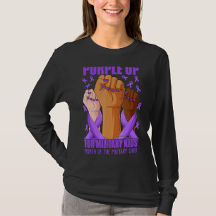 T-shirt Mains Ruban Purple Pour Les Enfants Militaires Mil