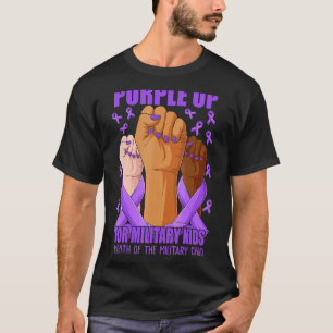 T-shirt Mains Ruban Purple Pour Les Enfants Militaires Mil