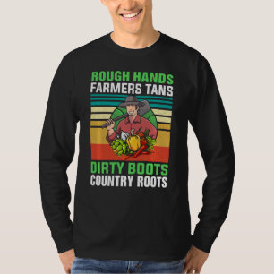 T-shirt Mains Rudes Agriculteurs Tans Boots Sale Racines d