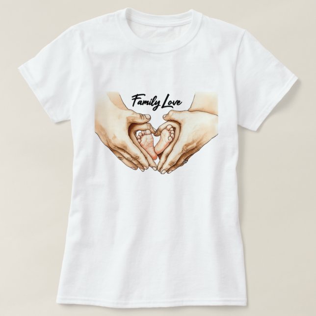 T-shirt Mains tenant les pieds de bébé (Design devant)