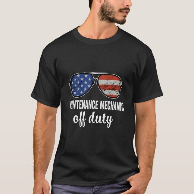 T-shirt Maintenance Mechanic Off Duty American Flag Sungla (Devant)