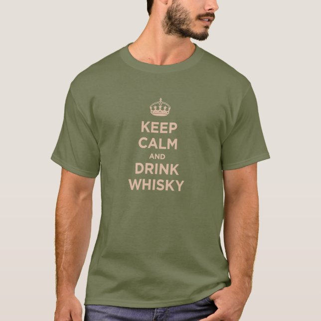 T-shirt maintenez whiskey calme et de boissons (Devant)