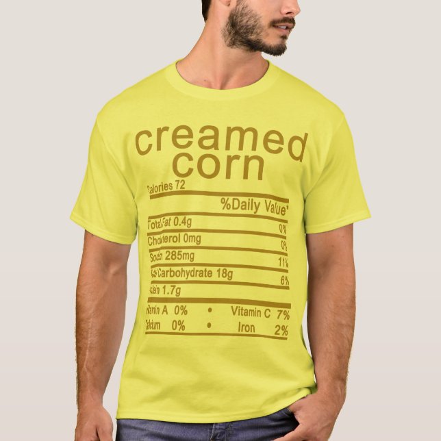 T-shirt maïs crème Nutrition Facts Thanksgiving appariemen (Devant)
