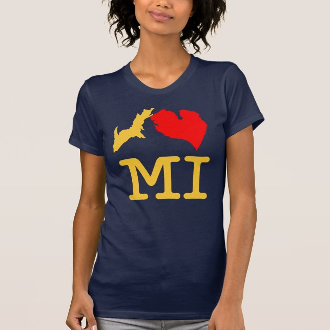 T-shirt Maïs de MI du ♥ I (coeur Michigan d'I) et bleu, T (Devant)