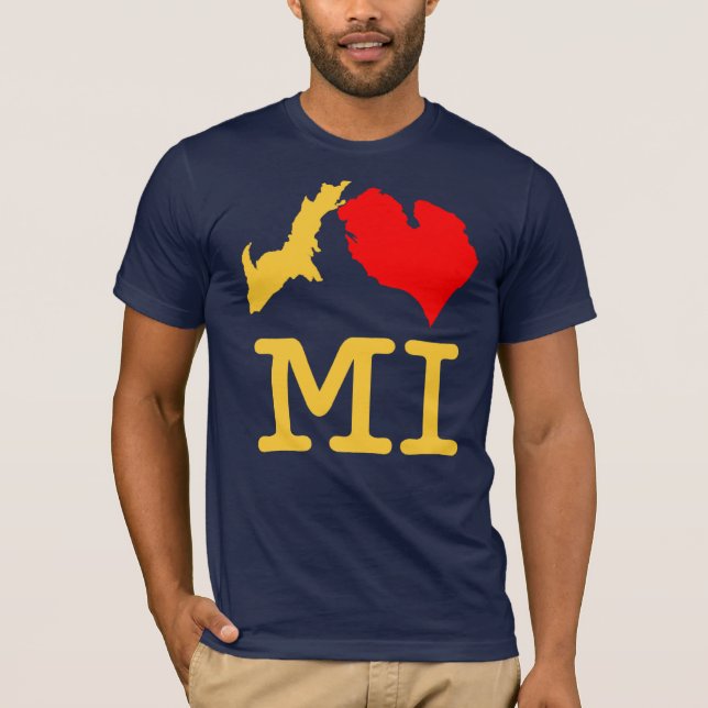 T-shirt Maïs et bleu de MI du ♥ I (coeur Michigan d'I) (Devant)