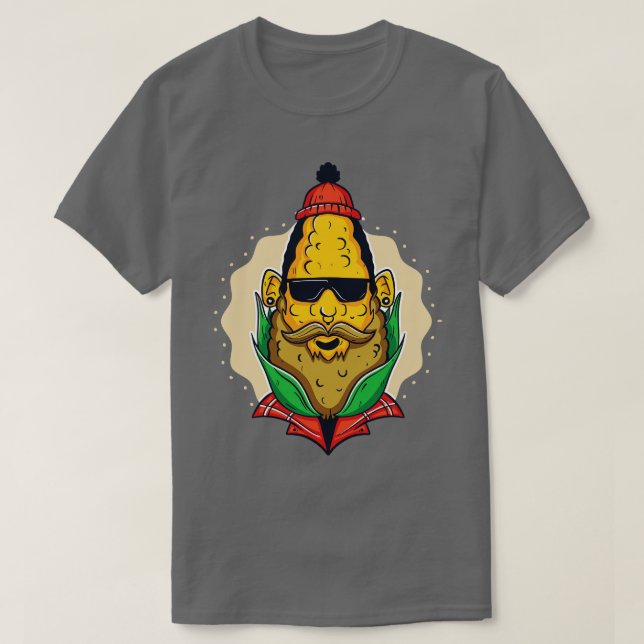 T-shirt Maïs hipster sur la plaque de cuisson (Design devant)